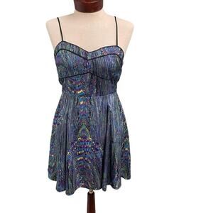 Jack Womens Party Coctail Dress Colorful Jewel Tone Abstract Small Medium
